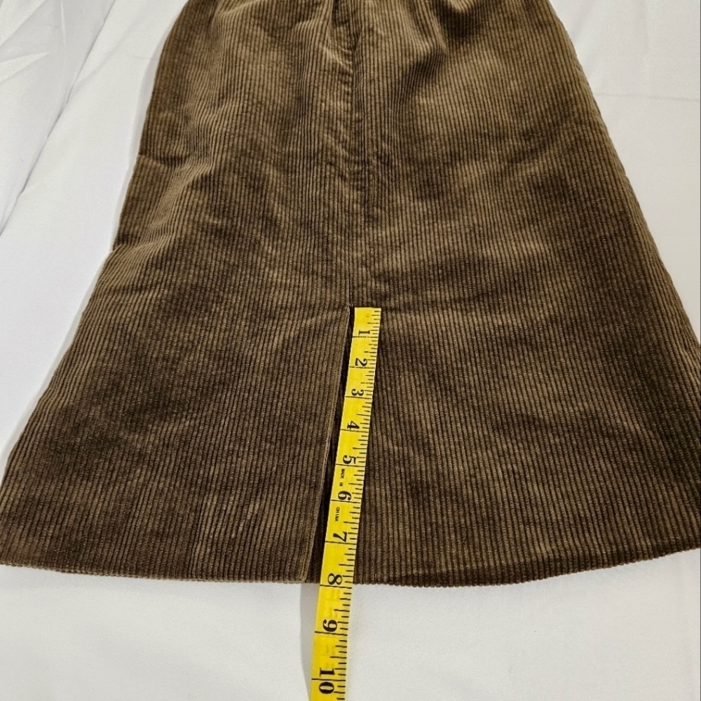 Yves Saint Laurent Paris High Waisted Corduroy Midi Skirt In Olive Brown Sz XS - Picture 14 of 14